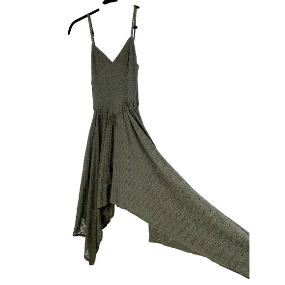 Bebe Olive Lace Overlay Scarf Hem Dress Sweatshirt Strappy NWT $139 Size S - Picture 5 of 13
